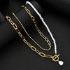 Vintage Gold Color Multiple Styles Imitation Pearl Necklace for Women Boho Trendy Multi-Layer Crystal Pendant Necklaces Jewelry