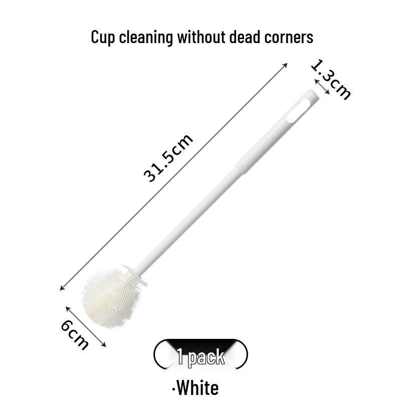 Folding Long-Handled Silicone Cup Brush for Kitchen Blenders and Glasses Standard