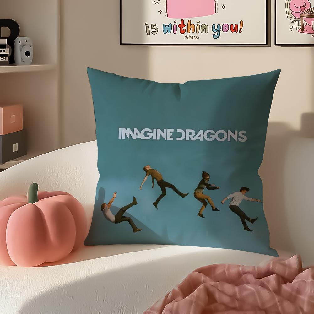 Anthemic Pop American Band IImagine Dragons Cushion Cover Pillowcase Short Plush Invisible Zipper Room Sofa Cushion Cover