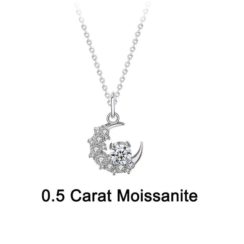 

Новинка, 1 карат, настоящий муассанит, ожерелье с подвеской «Солнце и Луна», высокое качество, с платиновым покрытием, S925, чистое серебро, ювелирные изделия на шею, подарки для любителей 1ct