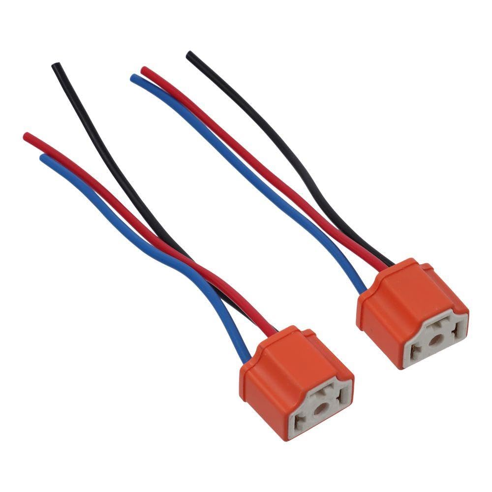 Qicarkey H4 Wiring Harness Headlight Socket 2 Pcs H4 Ceramic Rubber Metal Headlight Connector