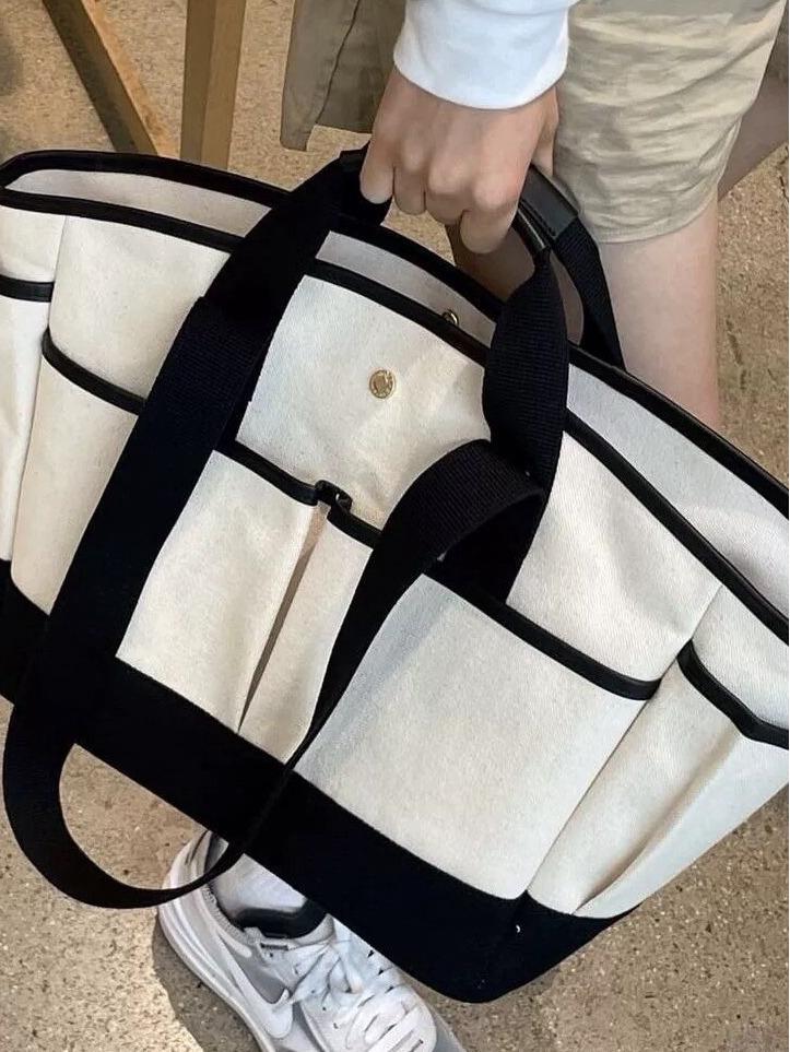 Korean Large Capacity Versatile Canvas Mommy Bag - Lightweight Crossbody Tote for Mother and Baby