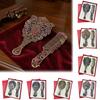 Set Pettine per Capelli Pavone Goffrato con Specchio Vintage, e Specchietto da Viaggio Portatile per Trucco, Mano con Strass per Donne Portatile in Metallo