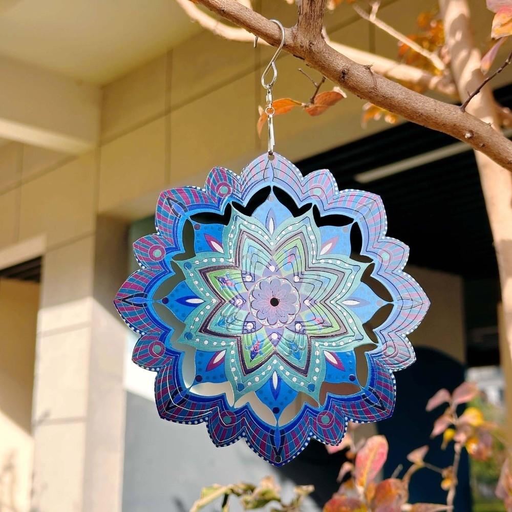 Flower Mandala Wind Chime Butterfly Wind Spinner Creative Rotating Pendant  Terrace Decor