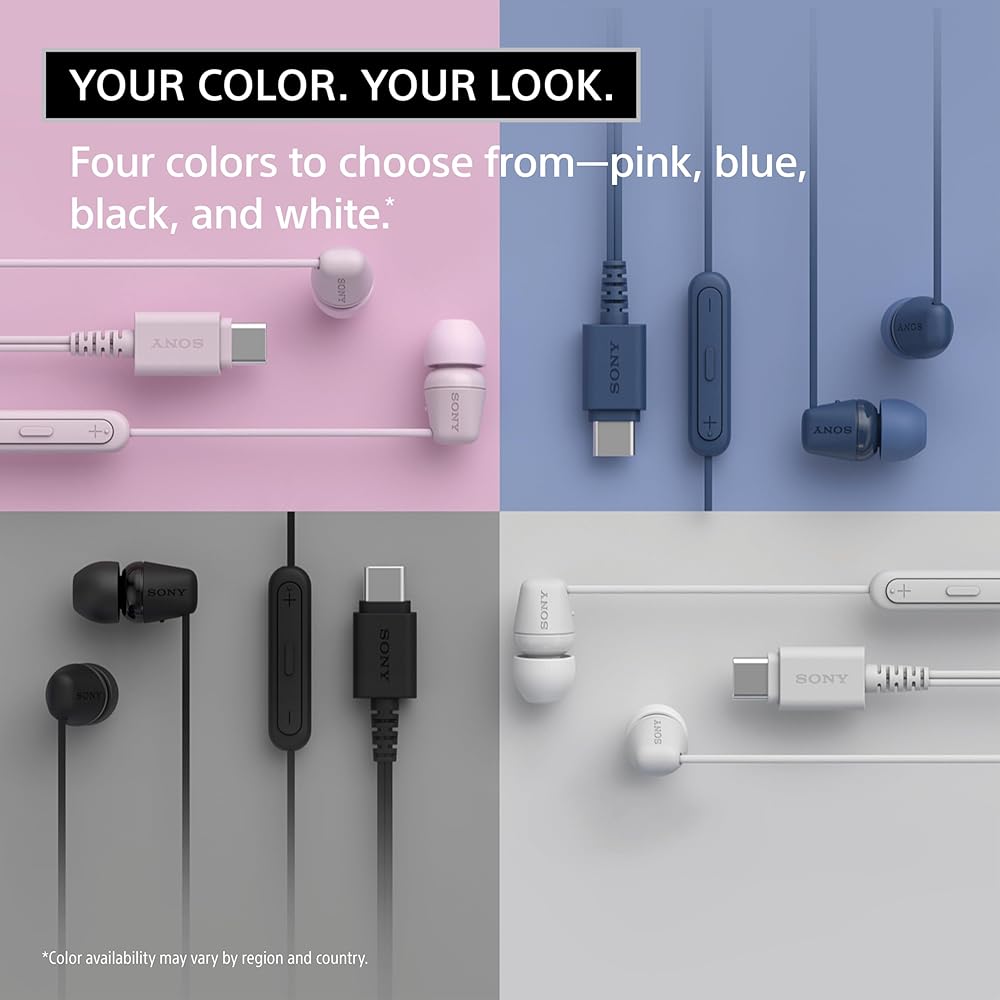 Sony IER-EX15C USB-C Plug Wired In-Ear Headphones for iPhone and Android Mobile Phones, with Built-in Multifunction Buttons (Volume, Microphone Contro