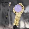 Drachenklaue-Griff, hellviolette Glaskugel, goldener Gehstock, modischer dekorativer Gehstock, Cosplay-Gehstock, Knauf, Crosier, 93 cm