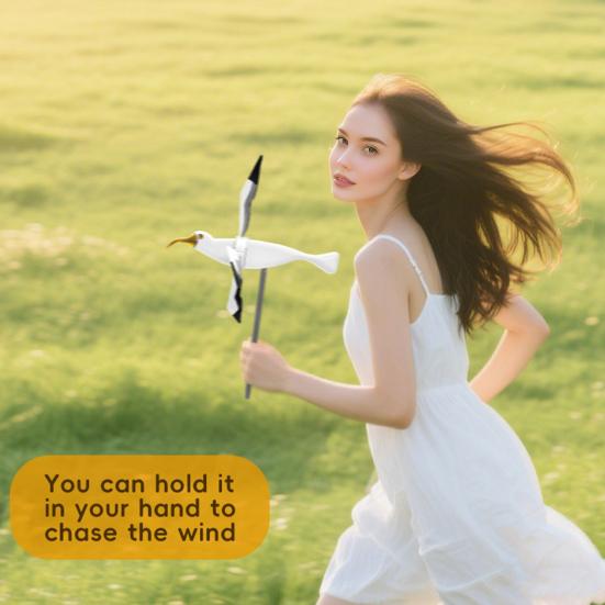 Seagull Windmill Garden Stake Outdoor Flying Bird Wind Spinner Plastic Seagull Animal Whirligig Ornament for Lawn Yard Decor