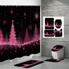 4PCS  Shower Curtain Sets With Shower Curtain And Rugs Toilet Lid Rug U Shape Mat And Bath Mat Bathroom Set  With 12 Hooks