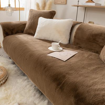 Winter Verdickende Sofakissen Kaninchen Plüsch Warme Sofasitzkissen Bezug Handtuchbezug Rutschfest