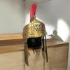 Roman Gladiator Helmet with Red Crest and Brass Queen Crest Handcrafted Medieval Warrior Armor
