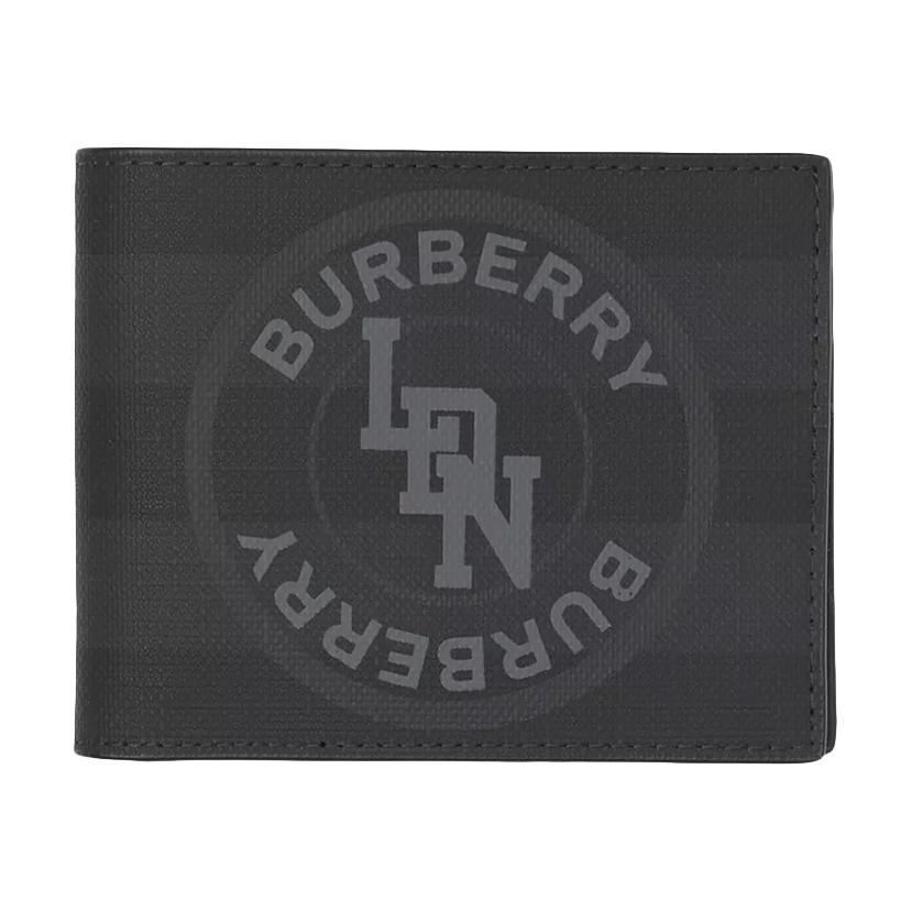 Burberry Short Folding Double-Fold Card Holder Pvc Wallet Men'S Dark Charcoal Gray