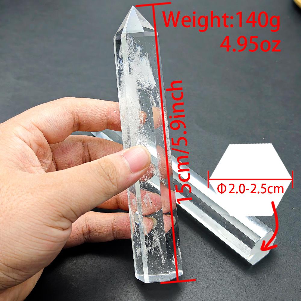 1Pc White Smelting Stone Single Pointed Hexagonal Column Crystal Point Wand Tower Home Decoration Gift Crystal Ornament