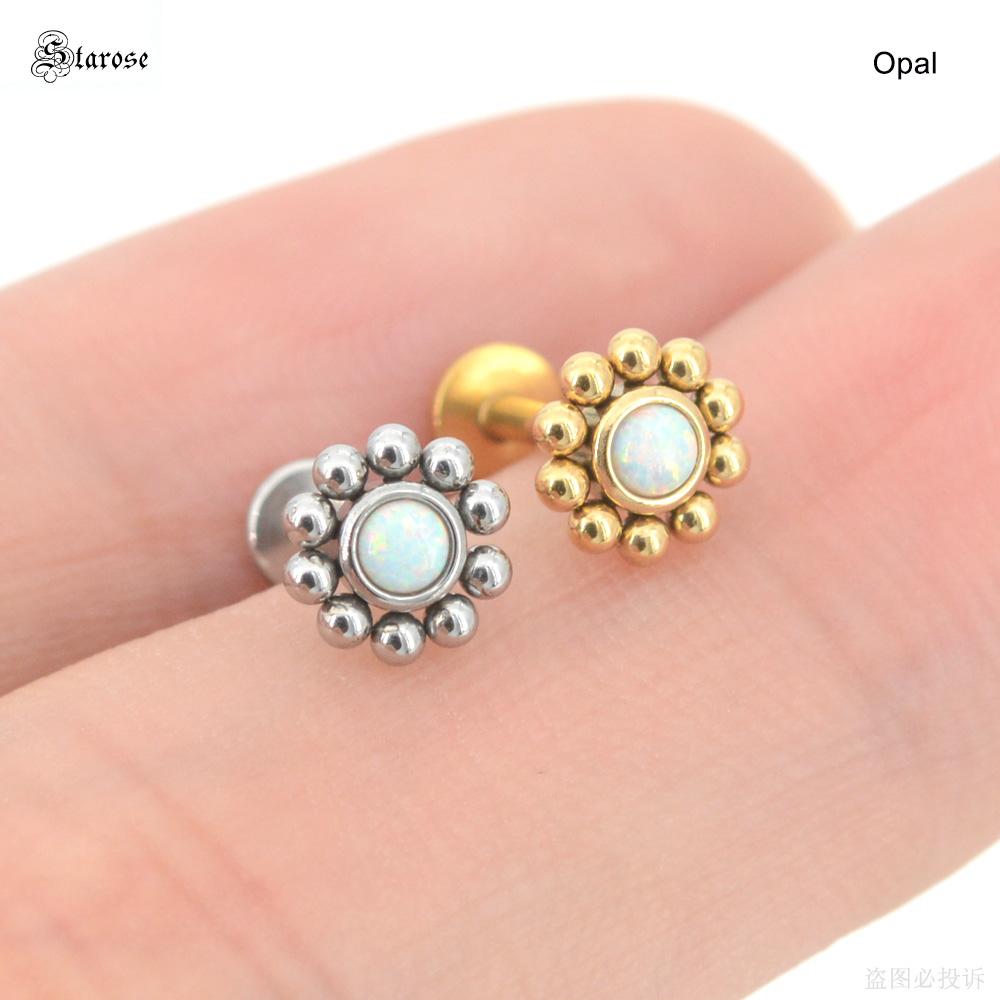 1Pc 1.2x6/8mm G23 Titanium Base Stainless Steel Studs Lip Labret Piercing Nose Helix Piercing Conch Tragus Earrings Flat End