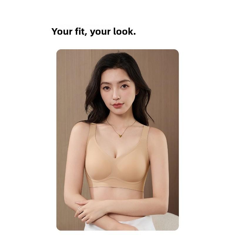 Jelly-style Underwear with Soft Support, Seamless Wide Shoulder Straps, Cup Fixation, Double Breast Reduction, Without Steel Rings.