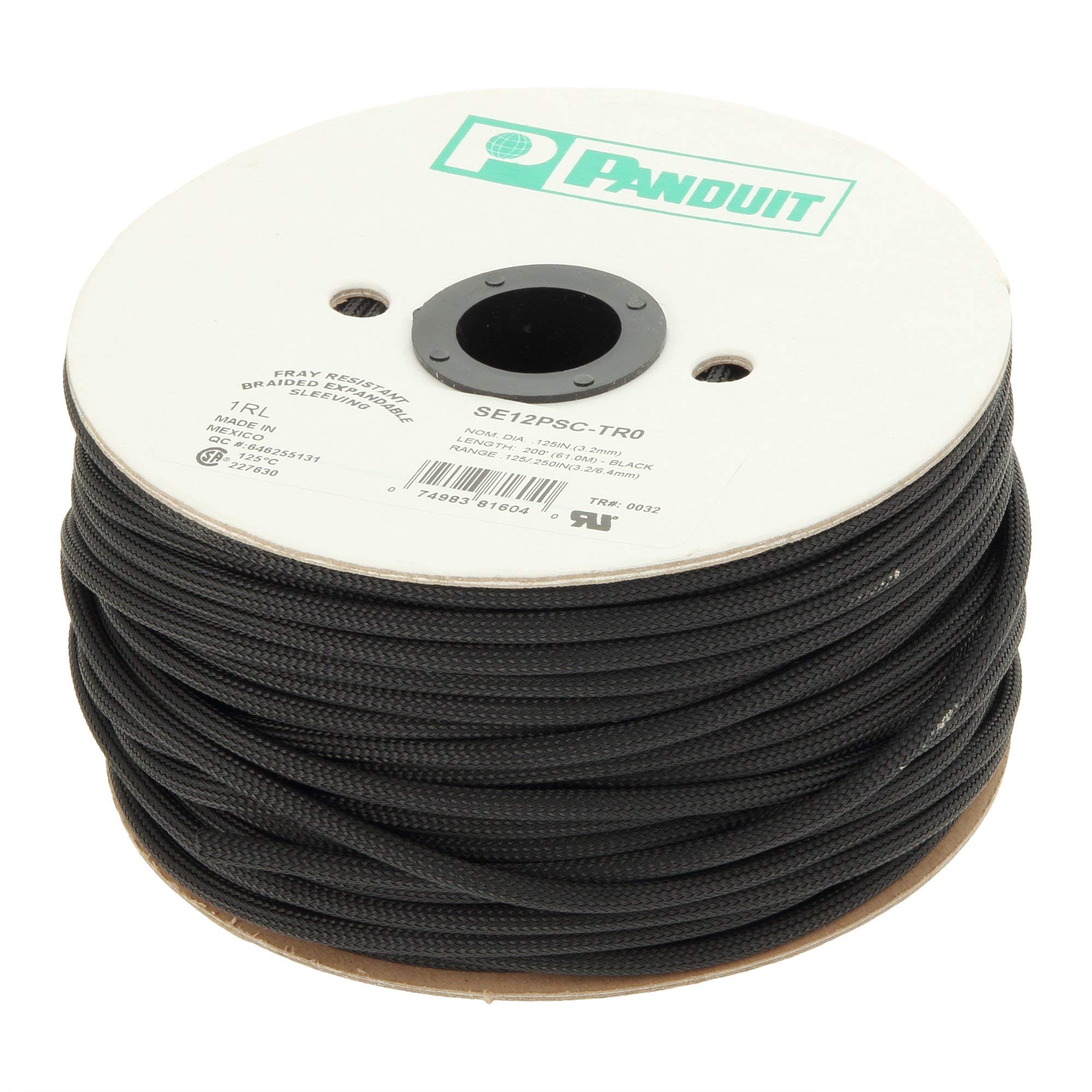 

Panduit SE50PSC-CR0 Fray Resistant Braided Expandable Sleeving, Polyethylene Terephthalate, 0.5-Inch by 100-Foot, Black