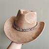 New Blue Suede Hat 7.5Cm Western Cowboy Women'S Fedora Hat Men'S Church Jazz Hat Fashion Travel Party Hat Denim Hat