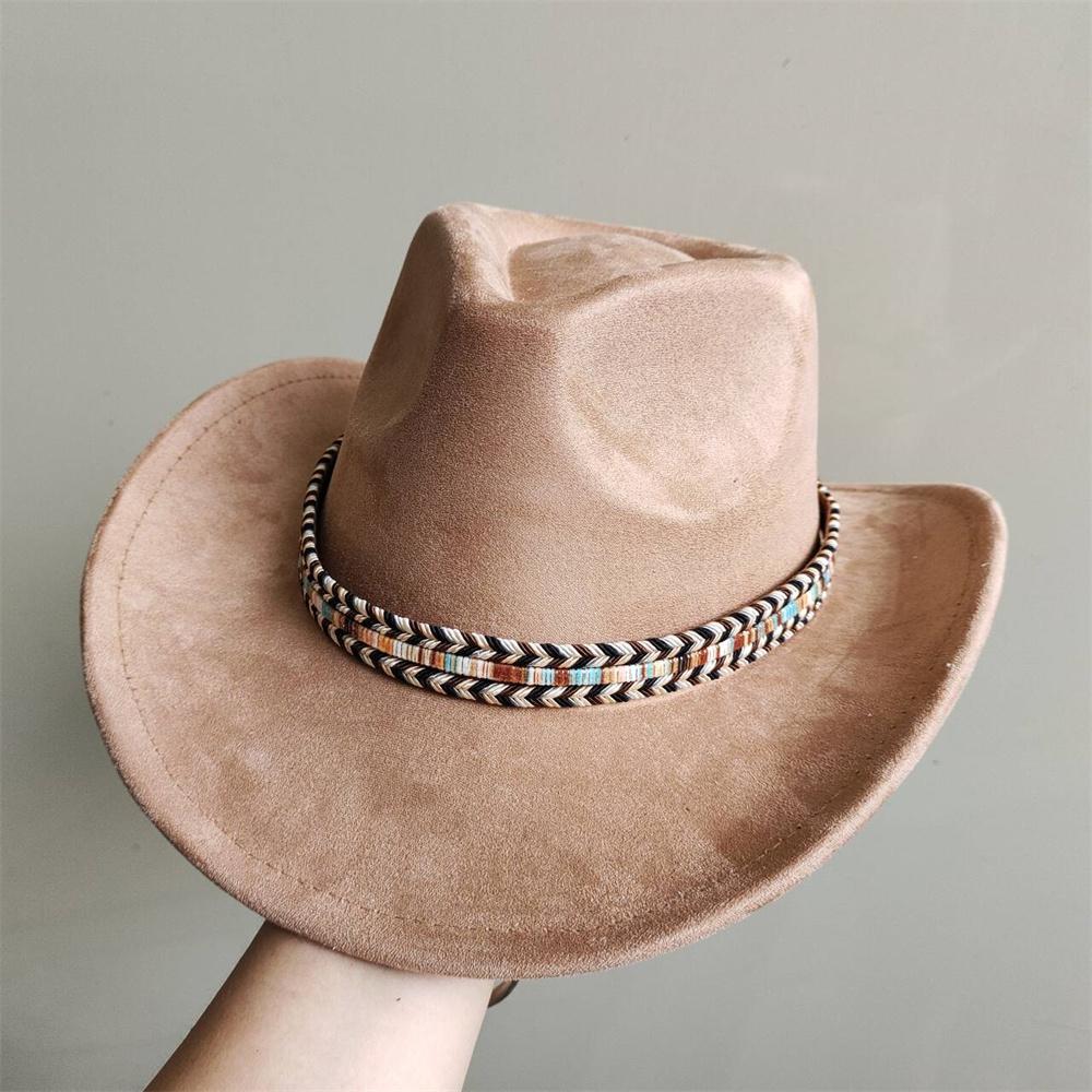 New Blue Suede Hat 7.5Cm Western Cowboy Women'S Fedora Hat Men'S Church Jazz Hat Fashion Travel Party Hat Denim Hat