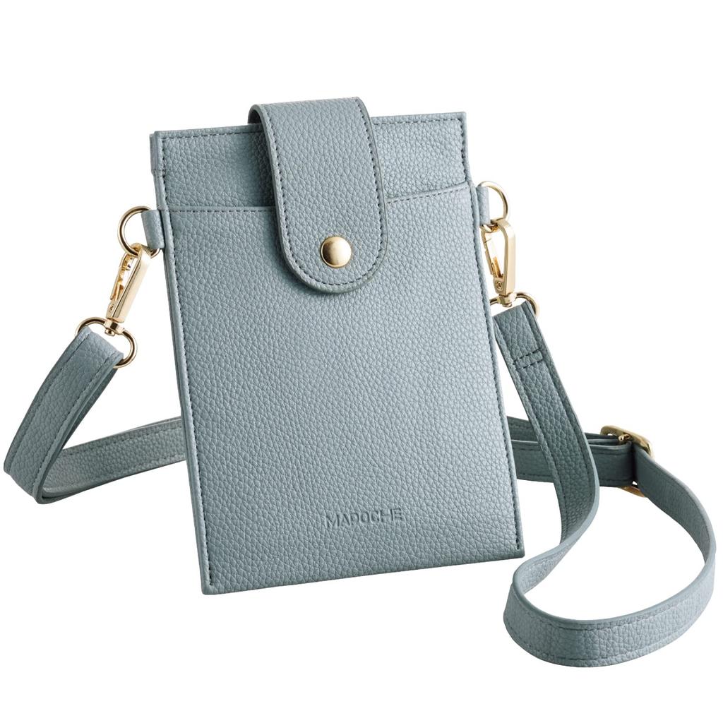 ELECOM MAPOCHE Series Smartphone Shoulder Minimalist Slim Design with Card Pockets with iPhone and Other Smartphones up to Dusty Blue Pouch,