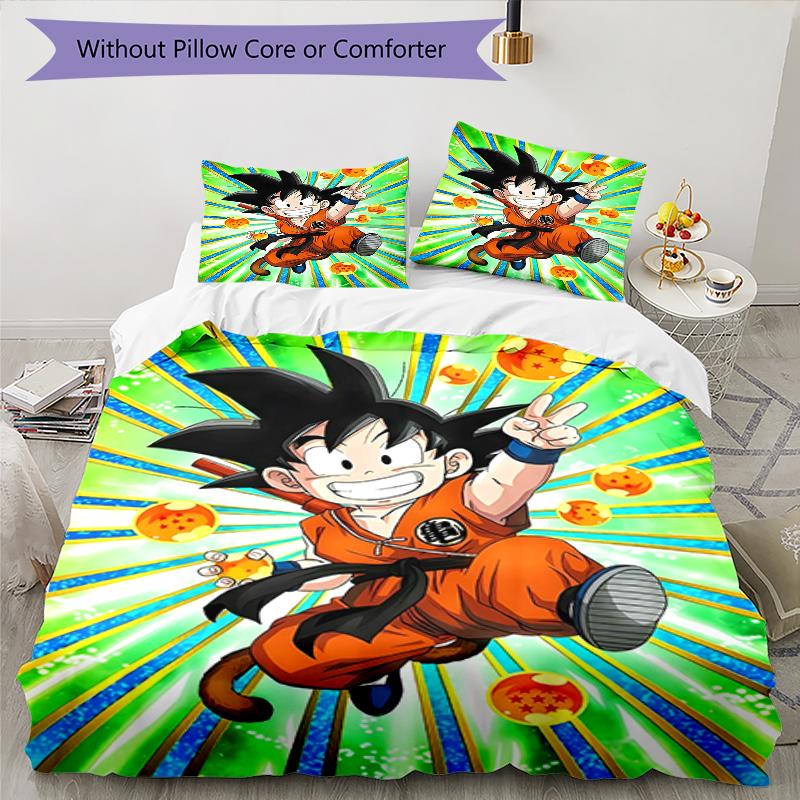 3pcs Dragon Ball4 Design Cover Set - HD Printed Bedding with 1 Cover and 2 Pillowcases - Perfect for Home and Dorm Decor