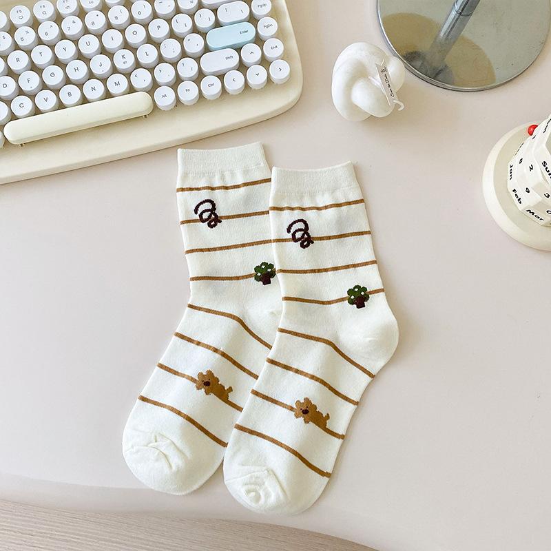 Funny Socks Animals Cartoon Dog Print Japanese Kawaii Cute Socks Women Korean Style Casual Harajuku Streetwear Middle Tube Socks