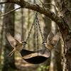 Yousheng Outdoor Bird Feeder, Garden Hanging Bird Feeder, 1 or 2 Bowls Backyard Bird Feeder for Wild Birds Patio Porch