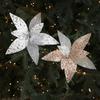 Sequin Mesh Christmas Artificial Flowers 25cm Poinsettia Flower  Festive Decoration