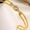 Dainty Adjustable Opening Bangle With Shimmering Zircon Accents Waterproof Wrist Jewelry With Rhinestones
