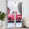 2 pcs   versatile polyester transparent curtains for home decoration Vintage Pink Truck for use in bedrooms and living rooms