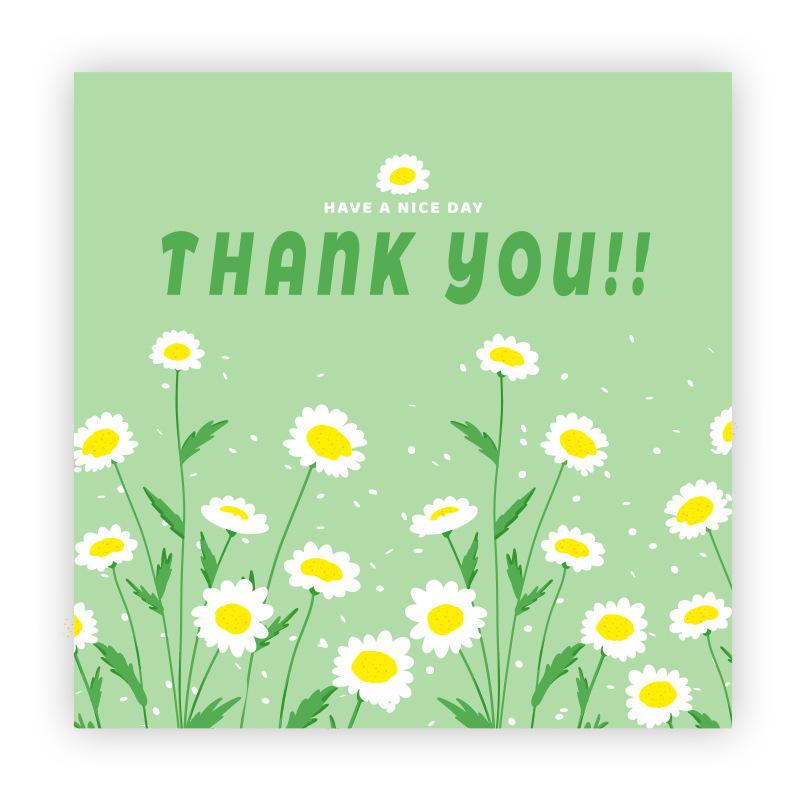 Cartoon Thank You Card Square - Handwritten Festival Greeting Card Gift Packaging Decoration