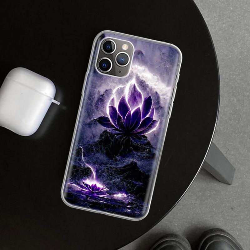 Buddhist Fire Lotus Phone Case Cover for iPhone 11 12 13 Mini 14 15 Plus 16 Pro Max 17 Air 7 8 + SE Art Customized Fundas 11 12