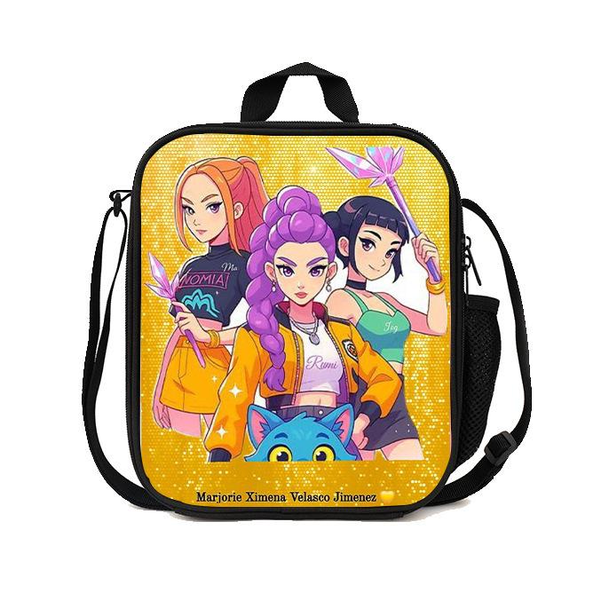 Gedruckte Hexenjäger K-Pop Essensbeutel, Studentin Huntrix Kpop Picknicktasche Kühltasche, Thermoisolierbeutel