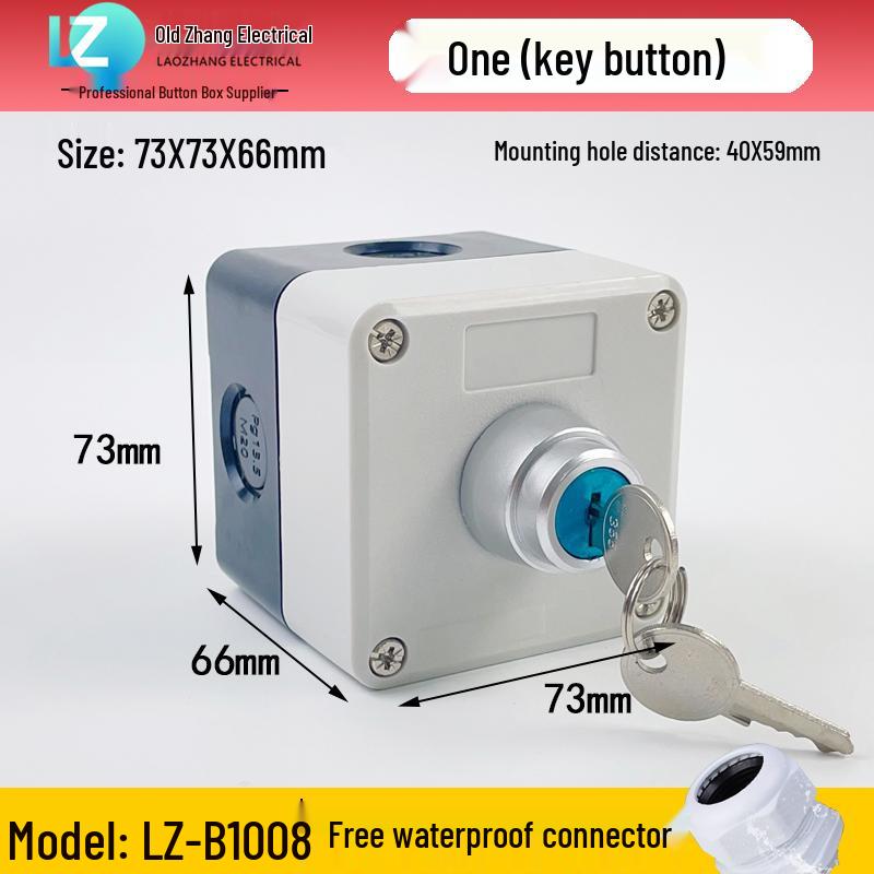 IP65 Waterproof Button Box with Emergency Stop & Indicator Light - 12345-Hole Plastic Enclosure