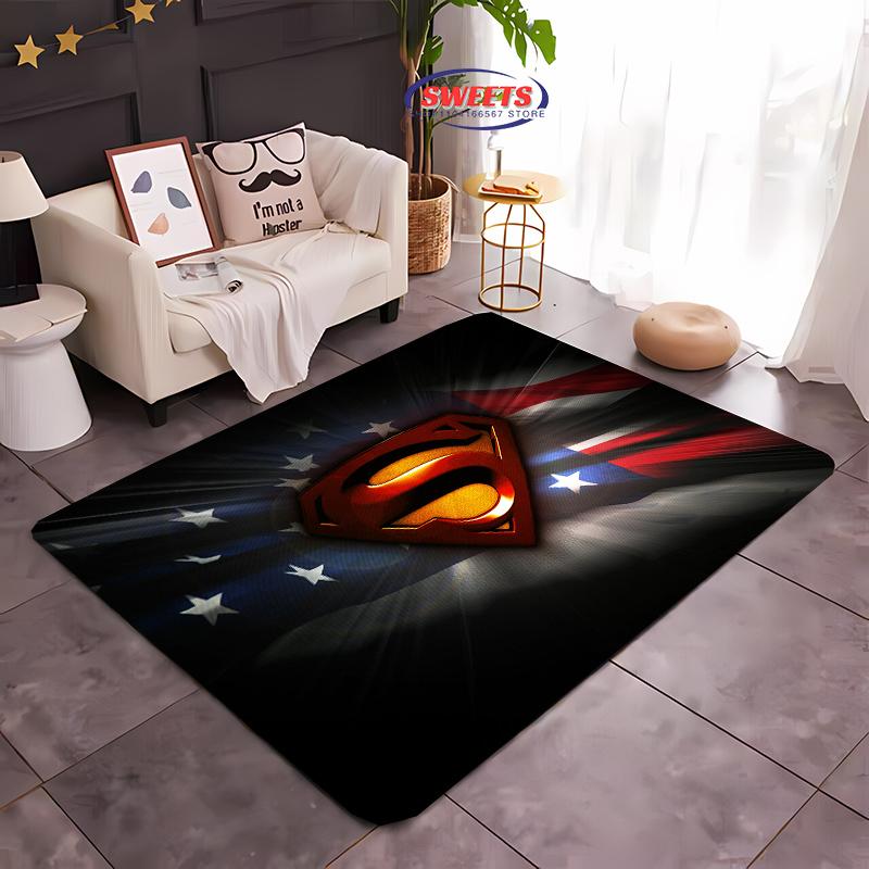 Nové police! 3D Klasický koberec s logem DC, Obývací pokoj Ložnice Kancelářský prostor Dětský pokoj dle výběru, Protiskluzová Strojově pratelná rohož