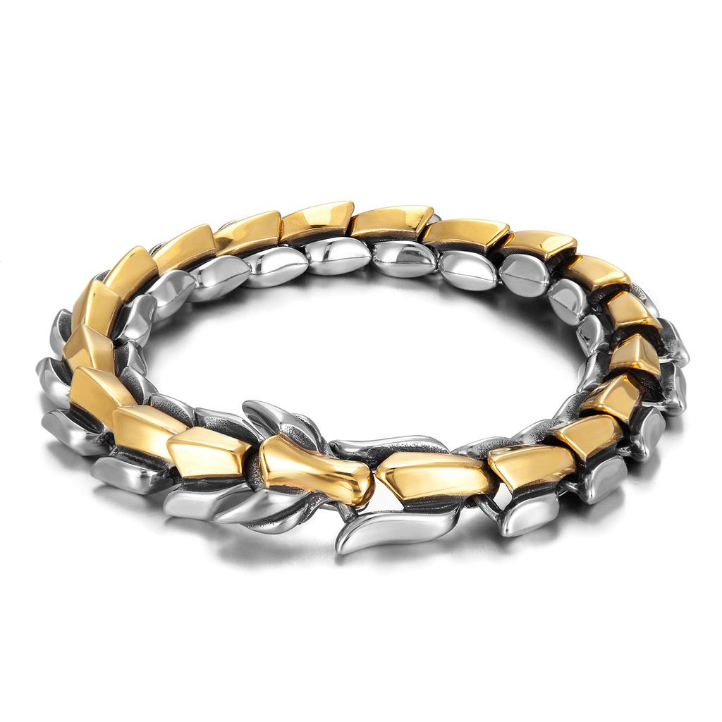 Punk Rock Viking Cuban Curb Bracelet Wrist Men Retro Hiphop Stainless Steel Charm Chain Male Dragon Bracelets Bangle Jewelry