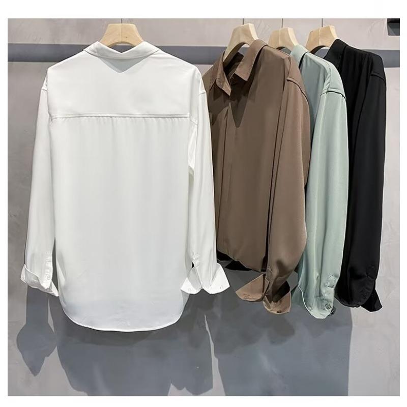 Men Loose Long Sleeve Non Iron Business Casual Solid Drape Shirt