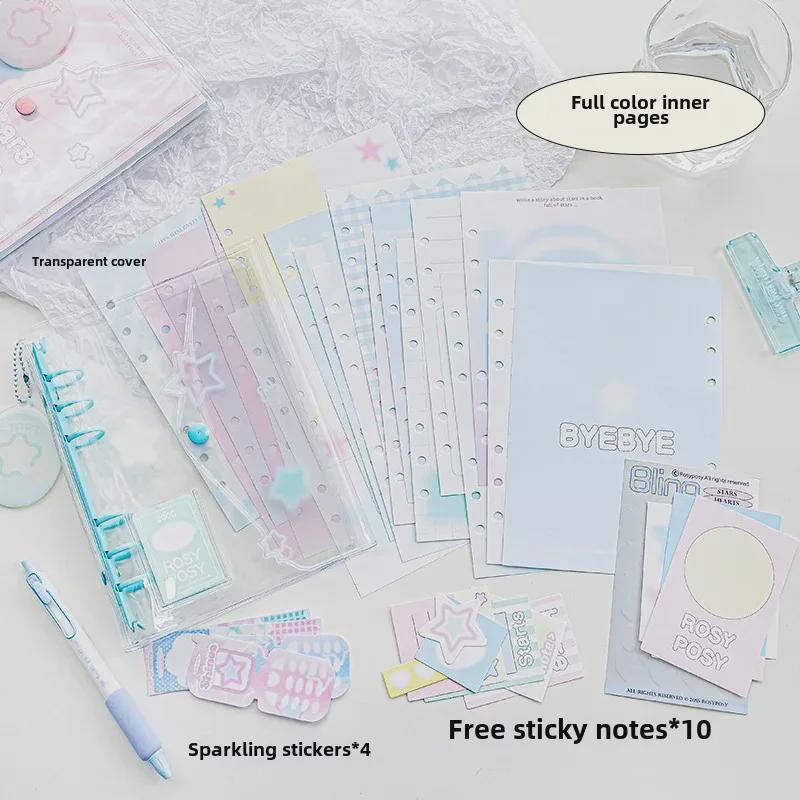 RosyPosy Shinee Star Loose-Leaf Notebook: Soft Design, PVC Cover, Color Pages.