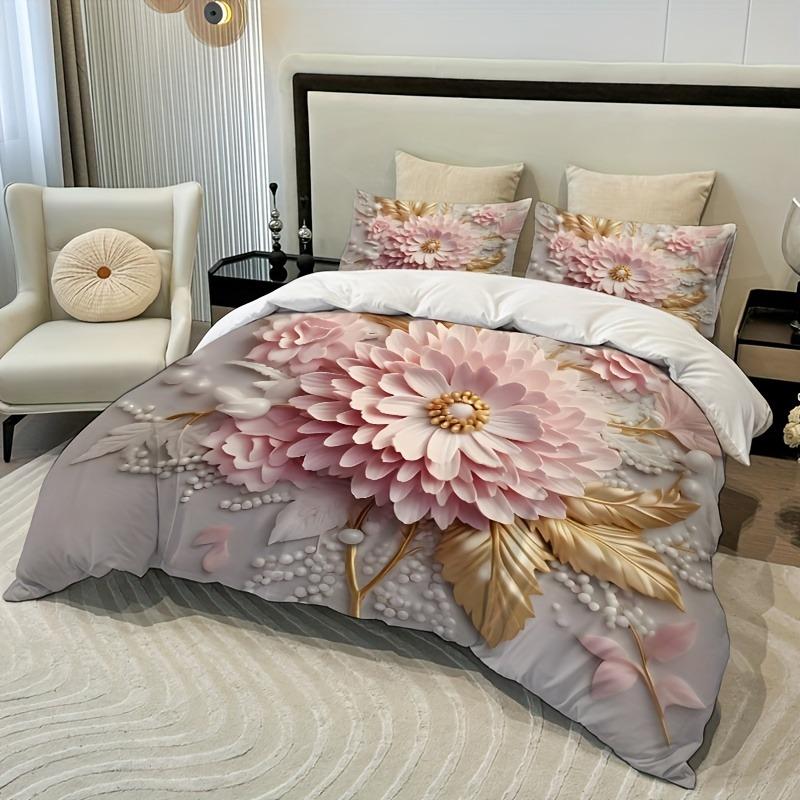 Floral Bedding Set Princess Duvet Cover Set Quilt Cover With Pillowcase For Bedroom Decor Birthday Gift Halloween Christmas Gift