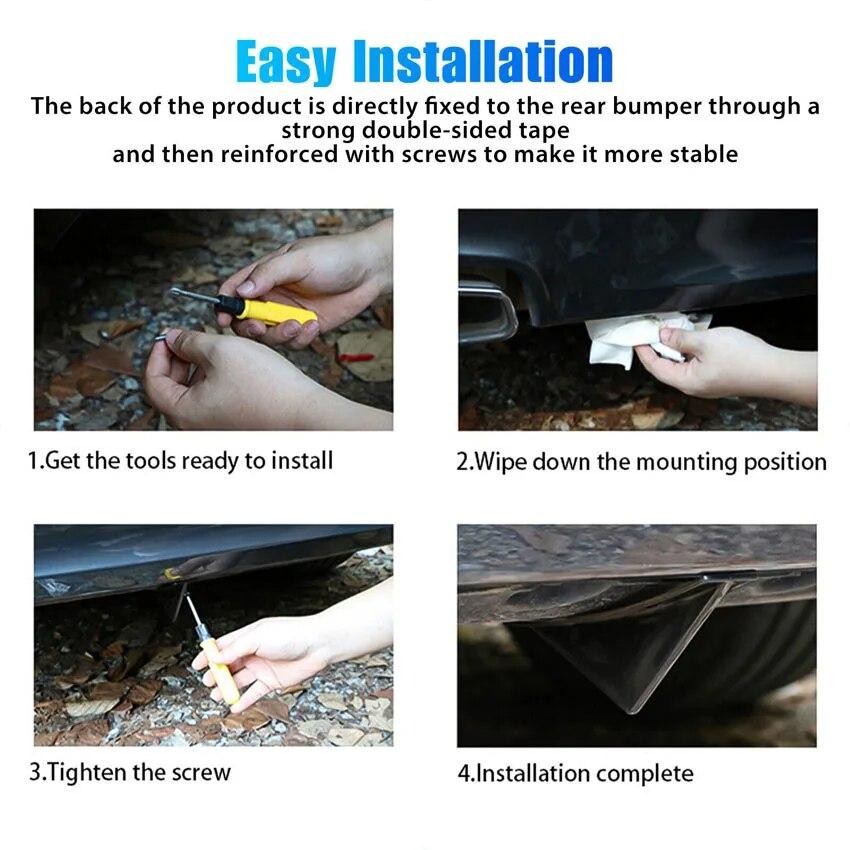 6PCS Universal For Hyundai Genesis 2000-2022 Rear Bumper Splitter Cover + Diffuser Shark Fin Spoiler Sticker Set Car Accessories