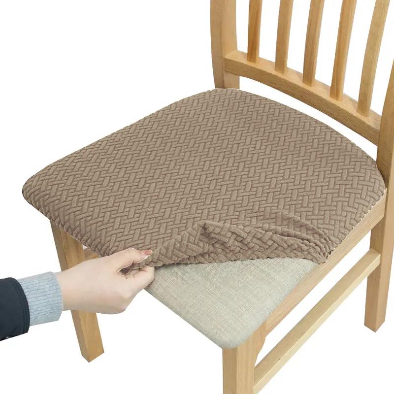 Jacquard Chair Seat Cover For Kitchen Dining Room Wedding Removable Stretch Elastic Dining Slipcovers Chair Cushion Cover 1PC