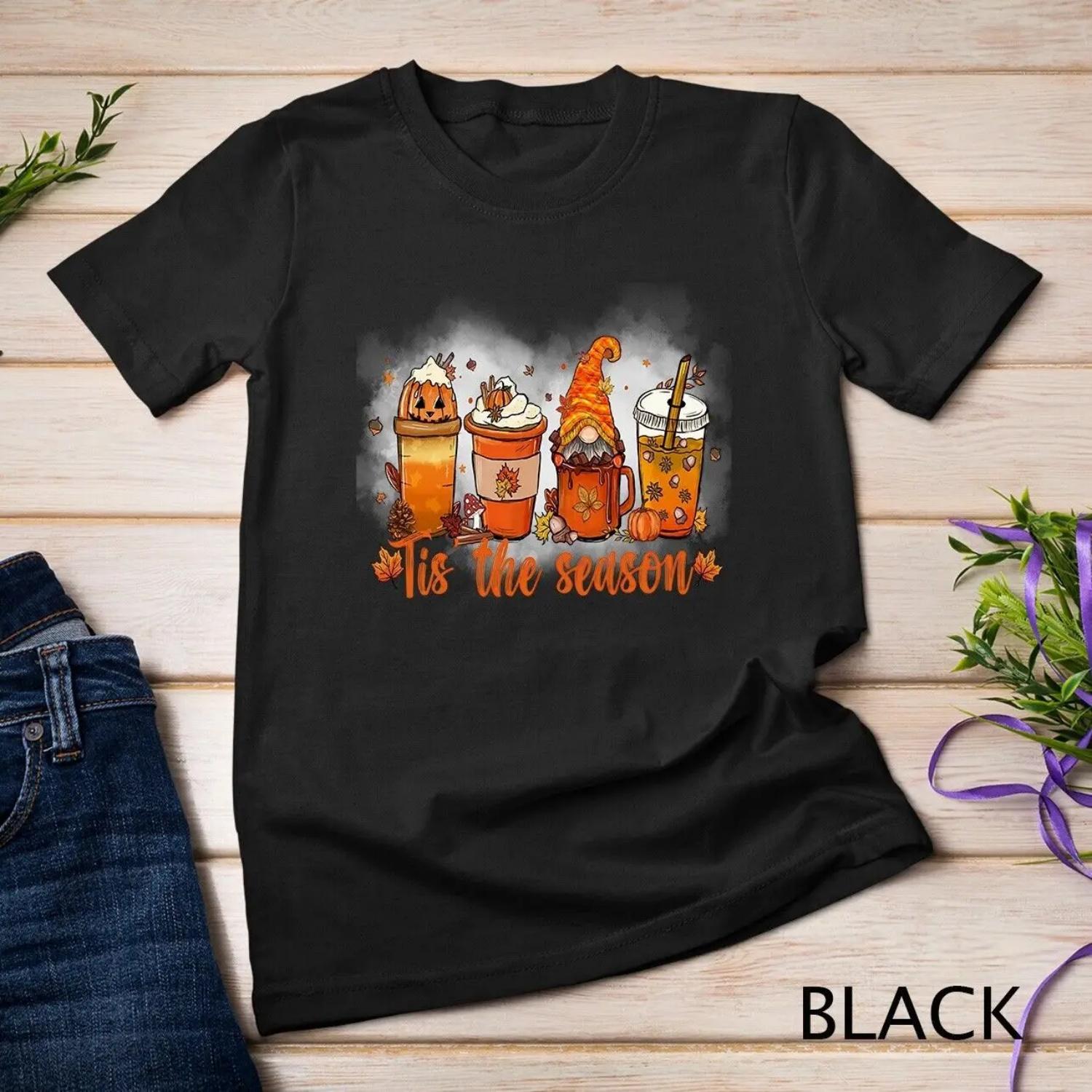 Tis the Season Pumpkin Spice Latte Halloween Fall Coffee T shirt S