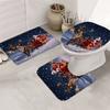 4Pcs Santa Claus Sleigh Shower Curtain Set with Non-Slip Bath Mat, Toilet Lid Cover, Contour Rug & 12 Hooks, Bathroom Decor