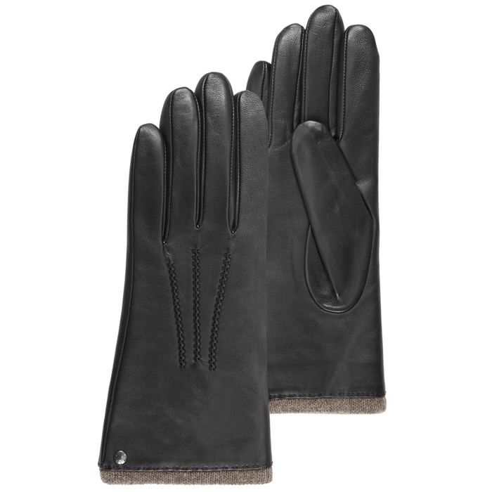 Isotoner Women's Full Grain Lambskin Gloves with Cashmere Lining In Black