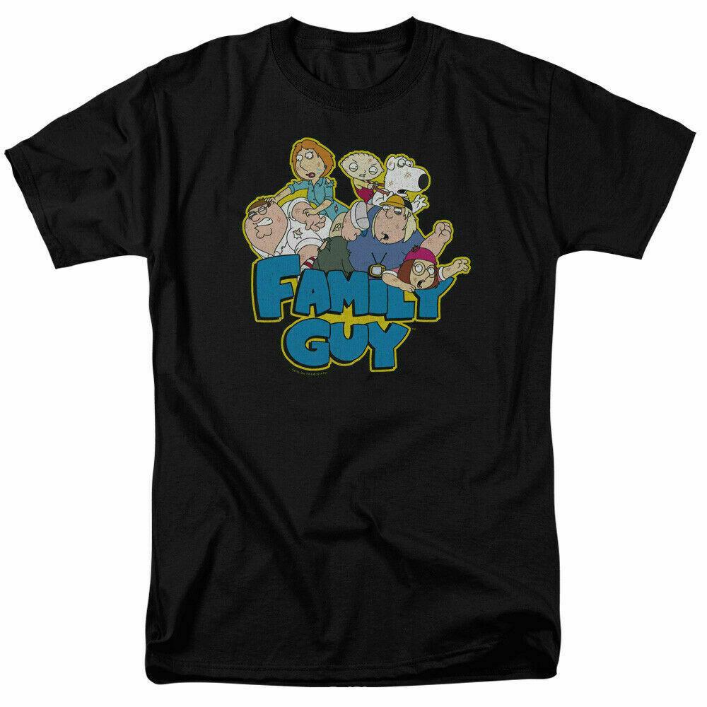26 Family Guy Family Fight T Shirt Mens Licensed Cartoon Merch Griffin Family Black Unisex T-Shirt XL