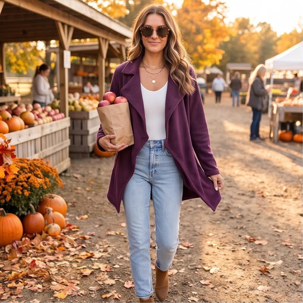 Women's Casual Open Front Wool Cardigan Coat, Long Sleeve, Color, Fall Winter Outerwear