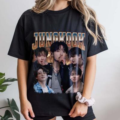 JUNGKOOK Skjorta: Kpop Vintage Grafisk T-shirt, Bootleg-stil T-shirt