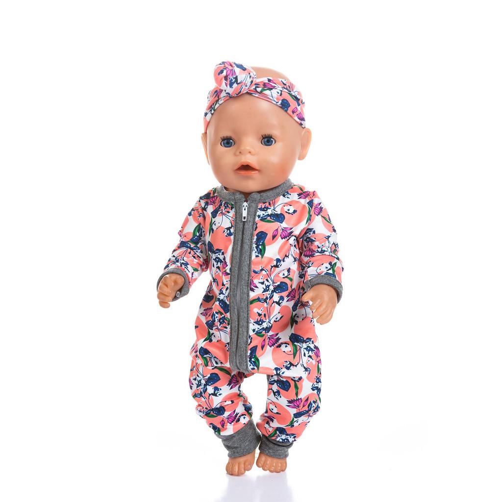 Children's 18-Inch Doll Dress-Up Onesie with Zipper and Accessories