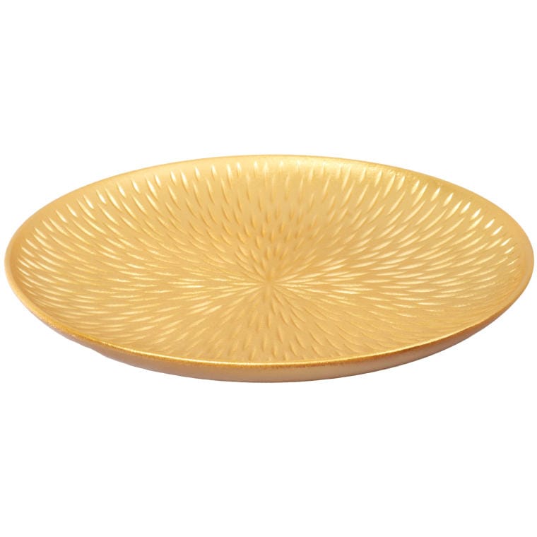 Set of 2 Golden Wooden Round Trays, Diameter 40 cm and 30 cm