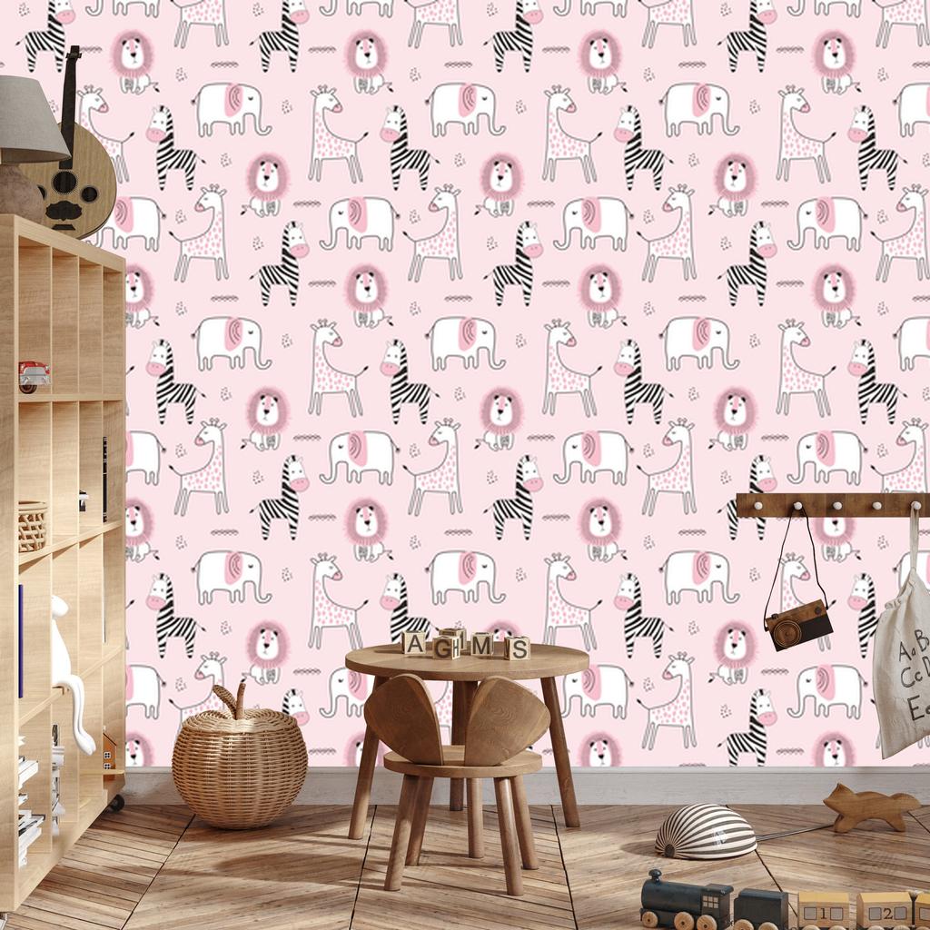 Wallpaper Animals Lions and Giraffes for Living Room and Bedroom 50x1000