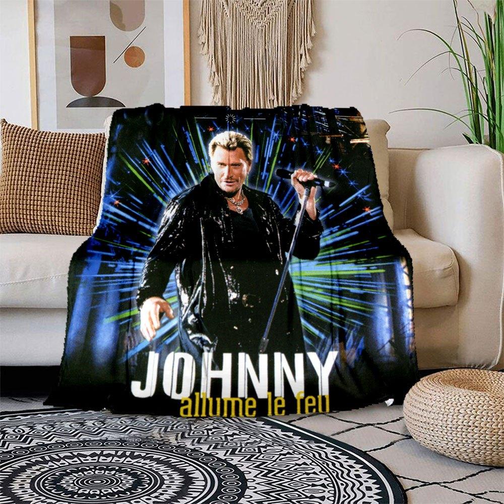 

Johnny Hallyday - Allume Le Feu PosterBlanket Flannel Throw Blanket for Sofa, Bed, Travel, Camping, Office, Couch, Chair, And Bed Gift for C 150x180cm