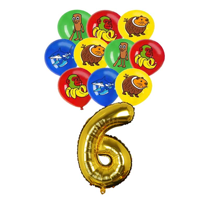 17pcs Italian Brainrot Theme Kids Birthday Party Supplies Tung Tung Tung Sahur Balloon Funny Meme Anime Home Decorat Gift 2025